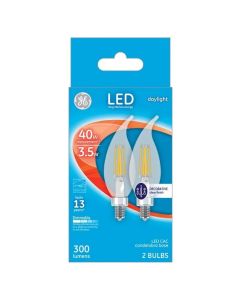 GE C10 CAC LED Bulb White 40 Watt Equivalence 2 pk