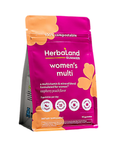 Herbaland - Women's Multivitamin Gummies - Vegan Vitamin Supplement, Raspberry Peach Flavor"