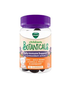 Vicks Children's Botanicals Daily Immune Support* + Antioxidant Action, Gummies, Made with Zinc, Goji Berry, Acerola Fruit, and Elderberry, 36 Ct"