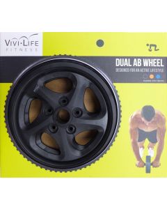 VIVI Life Fitness PF-V8182-BLK Dual Ab Wheel, Black"