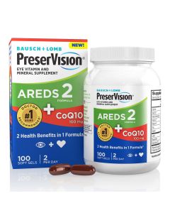 PreserVision AREDS 2 Eye Vitamins with CoQ10 for Heart Health, Lutein, Zeaxanthin, Vitamin C & E, Zinc, Copper, 100 Softgels"