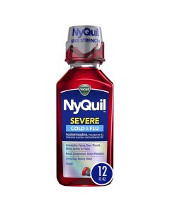 Vicks NyQuil Severe Cold and Flu Medicine, Liquid over-the-Counter Medicine, Berry, 12 oz"