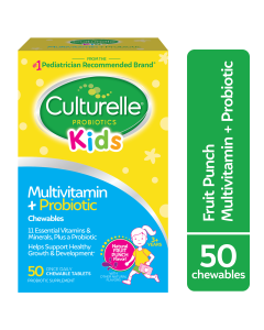 Culturelle Kids Multivitamin + Probiotic Chewable, Fruit Punch Flavor, 50 Count"