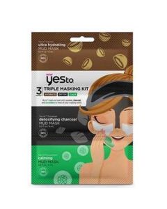 YES to TRIPLE MASKING KIT Hydrate Detox Calm 0.2 oz Mud Masks