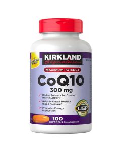 Kirkland Signature COQ10 Supplement 300 mg Maximum Potencey Heart Support 100 Ct