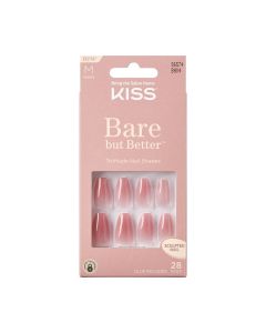 KISS Bare but Better Press on Nails, Nude Nude, Beige, Medium Coffin, 28 Count"