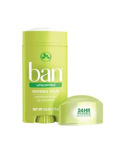 Ban Antiperspirant Deodorant Invisible Solid, Unscented, 2.6 oz"