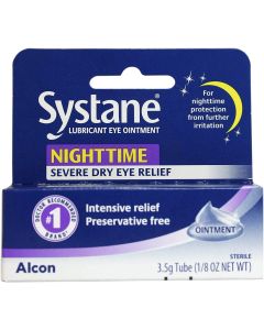 Systane Nighttime Lubricant Eye Ointment for Dry Eye Relief, 3.5 Gram Tube for Adults"