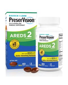 PreserVision® AREDS 2 Formula + Multivitamin, Eye Vitamin and Mineral Supplement with Lutein & Zeaxanthin–From Bausch + Lomb, 60 Soft Gels (MiniGels)"