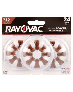 Rayovac Size 312 Hearing Aid Batteries (24 Pack), Size 312 Batteries"