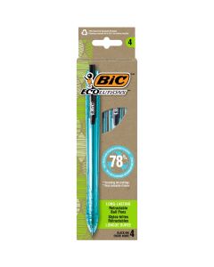 BIC Ecolutions Ocean-Bound Ball Pens, 78% Ocean-Bound Recycled Plastic, Black, 4-Count"