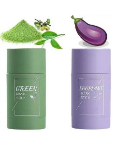 2 PCS Green Tea/Eggplant Purifying Clay Stick Mask Oil Control Blackhead Remover