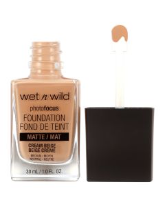 wet n wild Photo Focus Liquid Foundation, Medium, Matte, Cream Beige, 1 fl oz"