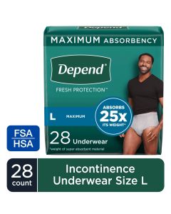 Depend Fresh Protection Incontinence Underwear for Men, Adult Diapers, L, 28 Count"