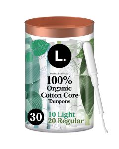 L. Organic Cotton Tampons DuoPack - Light/Regular Absorbency, 30 Ct"