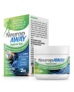 NeuropAWAY® Maximum Strength Gel 2oz; Patented Nerve Support formula for occasional Burning, Tingling, & Numbness support."