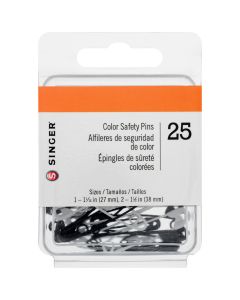 SINGER Safety Pins, Black & White, 2 Assorted Sizes, 25 Count"