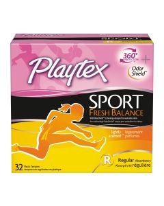 Playtex Sport Fresh Balance Plastic Tampons, Scented, Regular, 32 Ct"