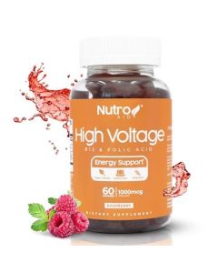 Nutroaid Folic Acid B12 Vitamins Gummies - Vitamin B12 Supplement - Folic Acid Energy Gummies - Support Immune System Vitamins - High Voltage with Pur