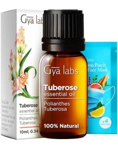 Gya Labs Tuberose Essential Oil Diffuser - 100% Natural Tuberose Oil for Massage with Aroma Mask Patch - Tuberose Oil for Skin, DIY, Perfumes, Fragran