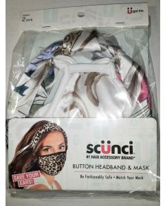 Scunci 2Pcs Woman Girl Mask&Button Headband Pattern