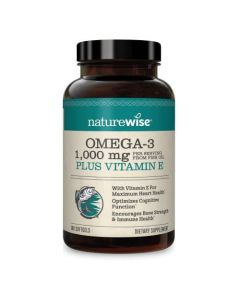 NatureWise High-Potency 1000mg Omega 3 with 600mg EPA, 400mg DHA, & Vitamin E - Supplement for Heart, Brain & Immune Support for Men & Women, 180ct -