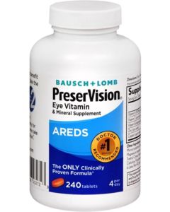 PreserVision AREDS Eye Vitamin & Mineral Supplement, Contains Vitamin C, A, E, Zinc & Copper, 240 Tablets"