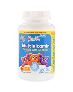 YumVs Multivitamin for Kids | Fruit Flavor Chewable Jellies/Gummies | 120 Count | Daily Dietary Supplement w/ Vitamins & Minerals – Vitamin D 600