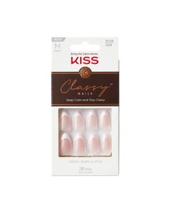 KISS Classy Press-On Nails, White French Tips, Medium Length, Almond Shape, 31 Ct."