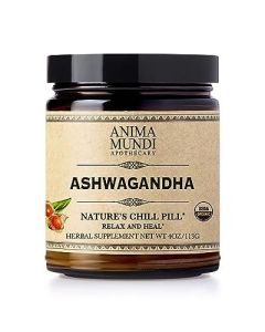 Anima Mundi Ashwagandha Powder - Pure Organic Ayurvedic 'Ginseng Root' Extract Powder Supplement for Mood, Calming & Immune Support (4oz / 113g)"