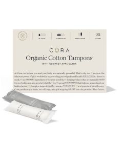 Cora Multipack Compact Tampons, Organic Cotton Core, Light & Regular, 32 Ct."