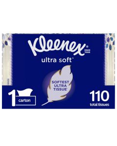 Kleenex Ultra Soft Facial Tissues 1 Flat Box 110 White Tissues per Box 3-Ply (110 Total)