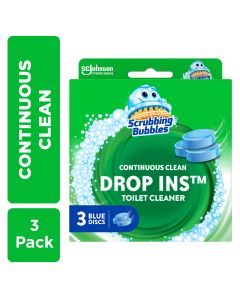 Scrubbing Bubbles Continuous Clean Drop-Ins - One Toilet Bowl Cleaner Tablet Lasts Up to 4 Weeks, 3 Blue Discs, 4.23 oz"