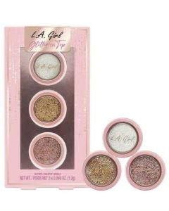 Glitter on Top - 3 pc Glitter Topper Eyeshadow Set by LA Girl - Embrace the Sparkle with Beautiful Rose Shades