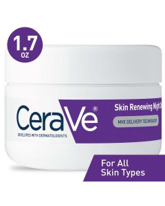 CeraVe Skin Renewing Face Night Cream with Peptide Complex, Niacinamide & Hyaluronic Acid for All Skin Types, 1.7 oz"