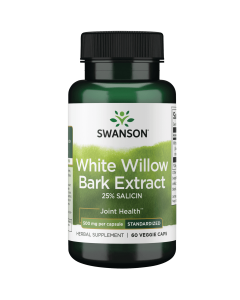 Swanson Maximum Strength White Willow Bark Extract - Promotes Joint Support and Muscle Relief - Standardized to 25% Salicin - Natural Supplement with No Stomach Irritation - 60 Veggie Caps, 500mg Each"