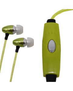 3.5mm Light-Up Stereo Earbuds with Mic, Tangle Free Cord. Flashing Lights Reacts to The Sound of The Beat, Green"