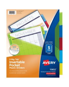 Avery Big Tab Plastic Dividers, 5-Tab (11902)"