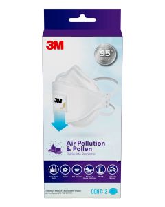 3M Air Pollution & Pollen Respirator, Adult Size, 2/Pack"