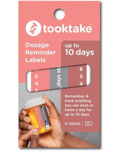 TOOKTAKE 10 day Dosage Reminder Labels for Vitamins and Medication in all forms.