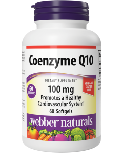 Webber Naturals Coenzyme Q10 (CoQ10) 100mg, High Potency Antioxidant, Non-GMO, Gluten Free, 60 softgels, for Heart Health and Cellular Energy Production"