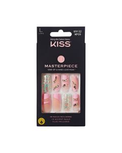 KISS Masterpiece Long Square Luxe Fake Nails, Glossy Medium Pink, 30 Count"