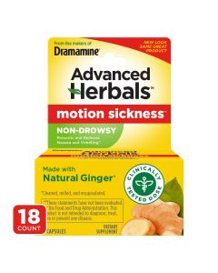 Advanced Herbals by Dramamine, Non-Drowsy Motion Sickness Relief, with Natural Ginger, 18 Count"