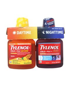 Tylenol Cold + Flu Severe Daytime & Nighttime Liquid Cough Medicine, 2 ct. of 8 fl. Oz"