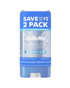 Gillette Antiperspirant Deodorant for Men, Clear Gel, Cool Wave, Twin Pack, 3.8oz"