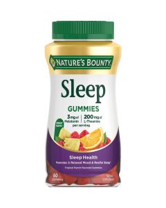 Nature’s Bounty Sleep Gummies, Melatonin 3mg, Sleep Support Supplement, Topical Punch, 60 Ct"