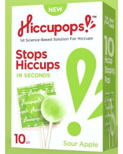 Hiccupops - Lollipops that Stop Hiccups - Sour Apple 10Ct