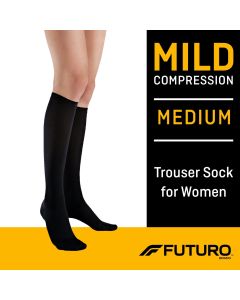 FUTURO Women's Trouser Socks, Medium, Black Mild Compression"