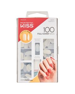 KISS Full-Cover Nails, Press-On Nails, Active Oval, Clear, Medium Oval, 100 Count"