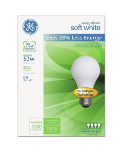 GE GEL66248 Energy-Efficient 53 Watt Soft White Halogen Lightbulbs (4-Piece/Pack)